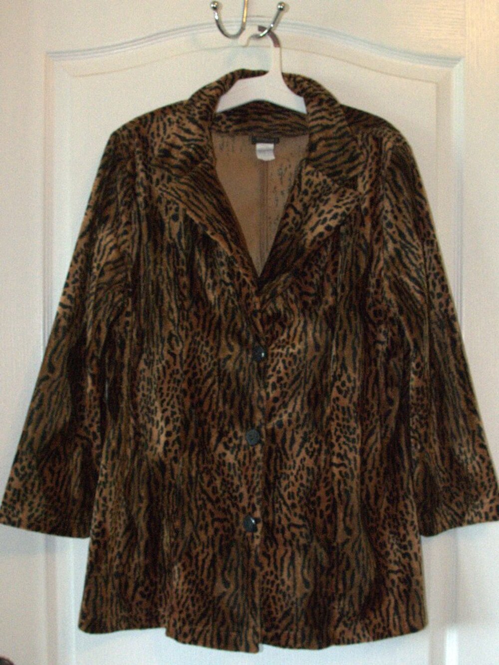 Vintage Virgin U.S.A Women's Animal Print Button Down Front Jacket size XL